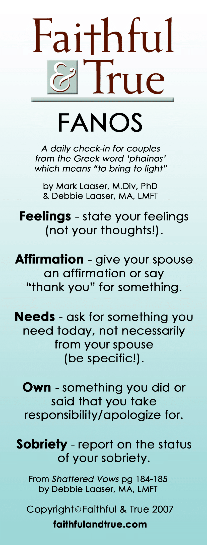 Faithful & True Bookmark: FANOS